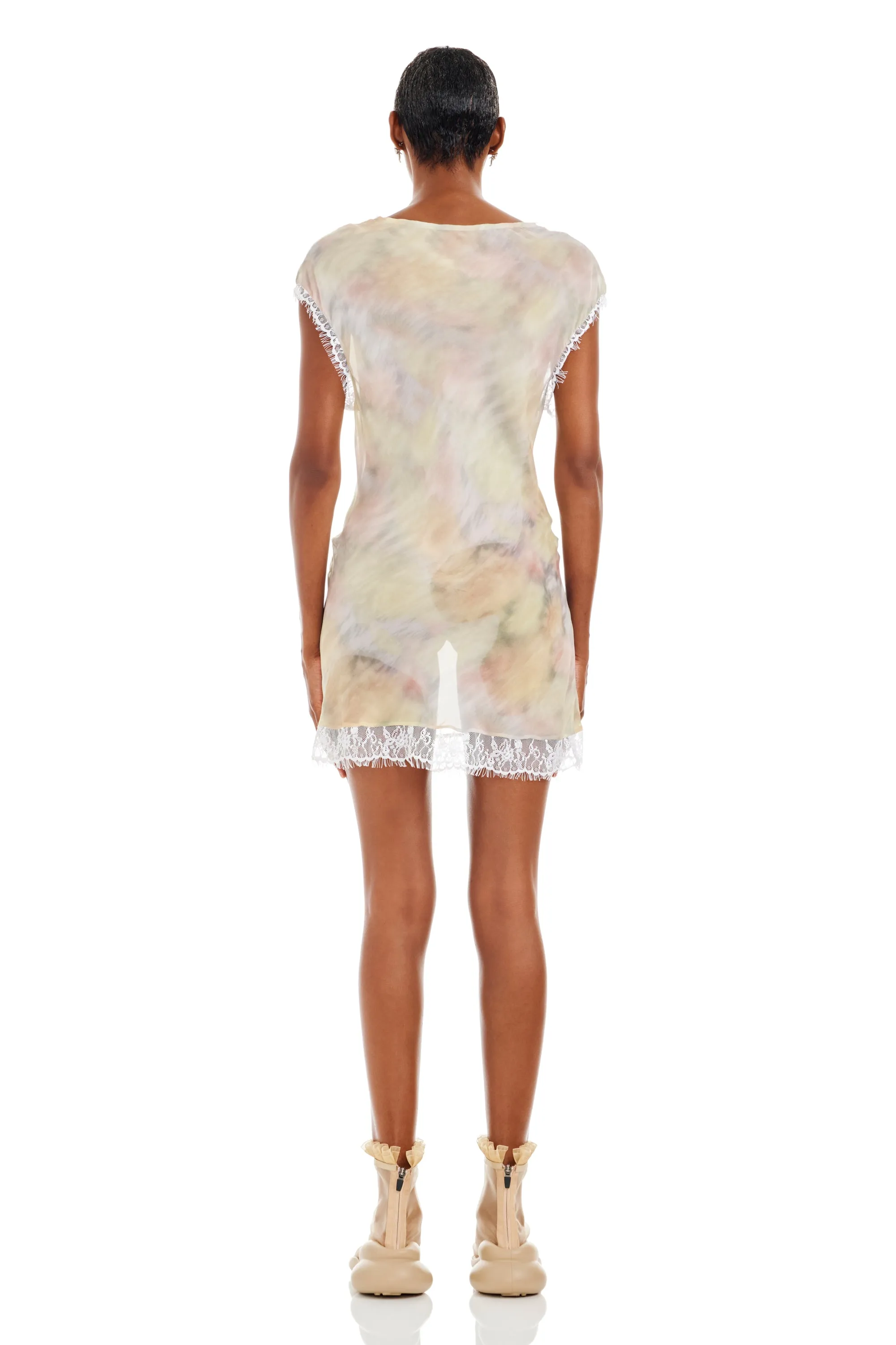 WASHED OCEAN FLOWERS WATERLILY MINI DRESS
