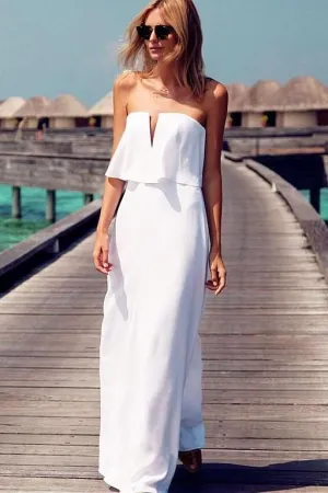 White Chiffon Summer Wedding Gown Backless vestido de casamento