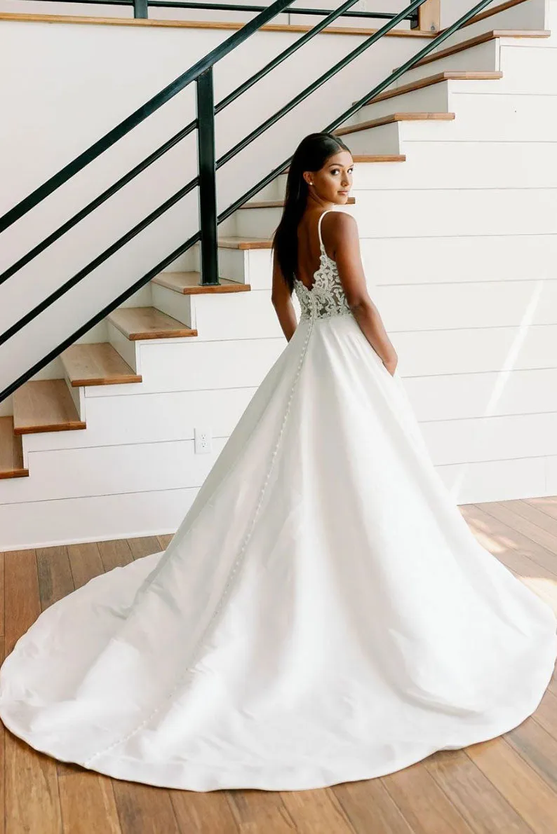 White v neck lace long prom dress white lace bridesmaid dress